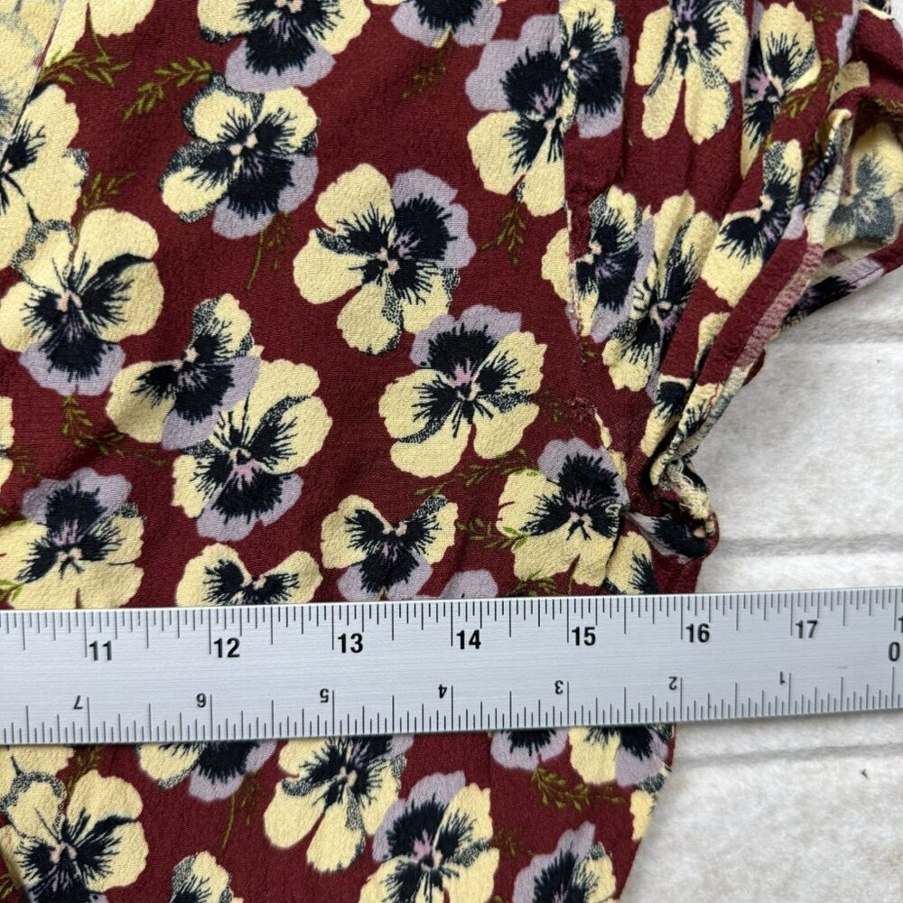 Madewell Floral Wrap Dress Short Sleeve Red Multicolor Size 0 - Picture 12 of 14